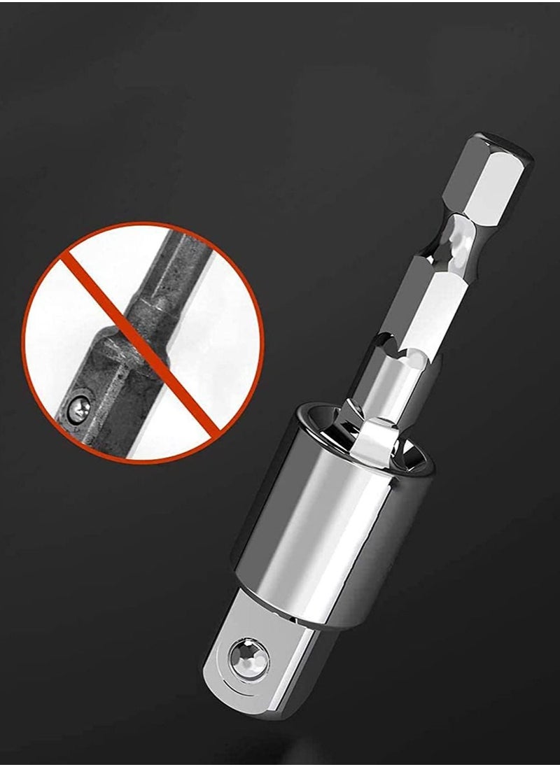 SYOSI - Power Drill Sockets Adapter Impact Driver Adapter 360 Degrees Rotatable Hex Shank Impact Driver Socket Adapter Socket to Drill Adapter 1/4" 3/8" 1/2" Impact Driver Adapter 3 Piece - Image 1