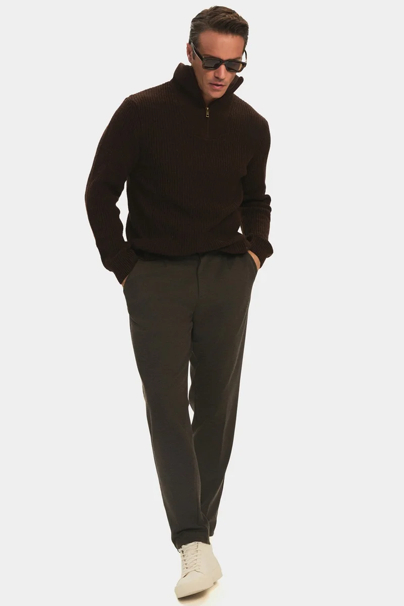 JUNE Men's Regular Fit Turtleneck Zippered Knitwear Sweater