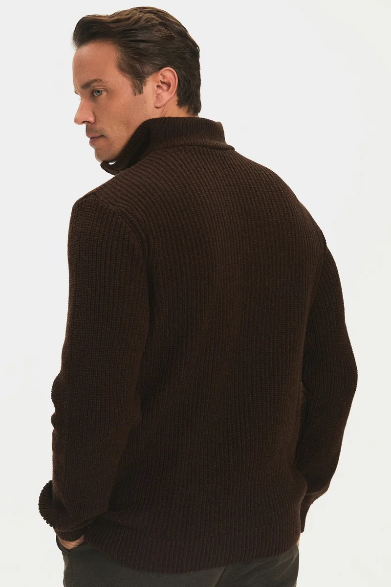 JUNE Men's Regular Fit Turtleneck Zippered Knitwear Sweater