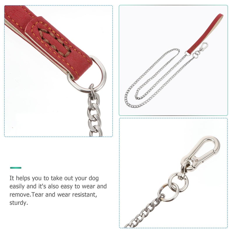 Heavy Duty Stainless Steel Bite Resistant Dog Leash 1.5cm X 127cm Red Chain Lead for Large Medium Dogs - Image 4