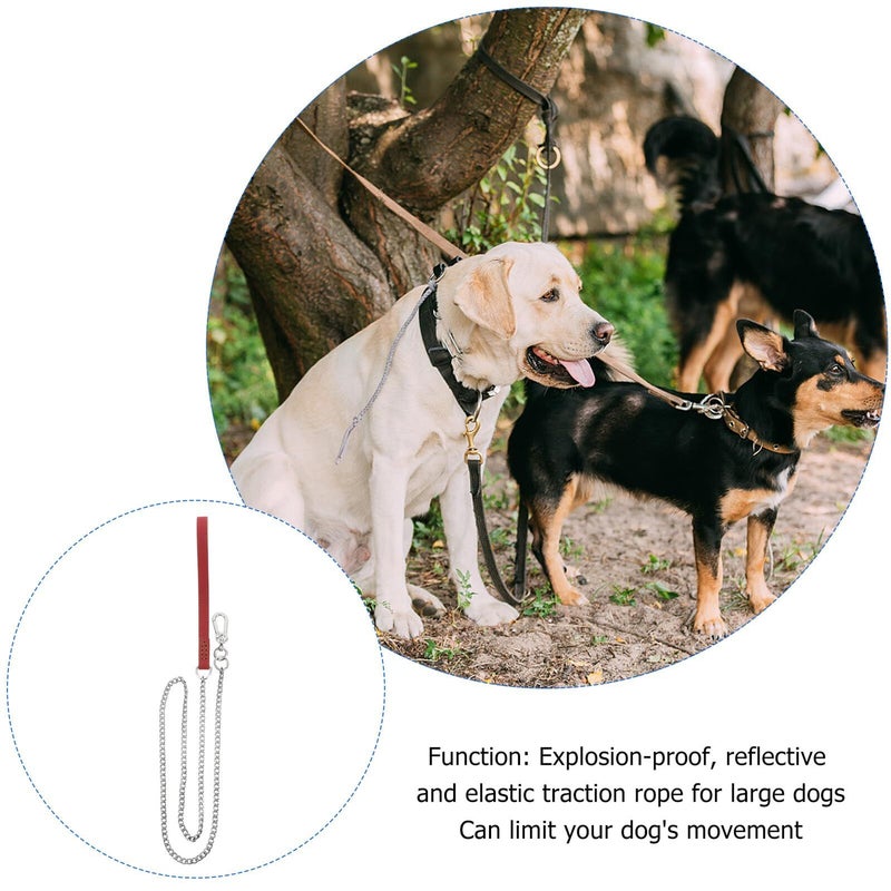 Heavy Duty Stainless Steel Bite Resistant Dog Leash 1.5cm X 127cm Red Chain Lead for Large Medium Dogs - Image 3