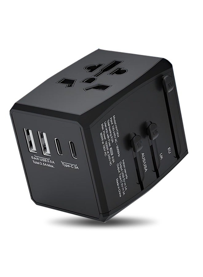 محول السفر الذكي مع منفذي USB + منفذين من النوع C، محول السفر العالمي الشامل الكل في واحد، PC 8A 5V  - Image 1