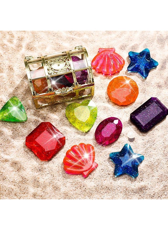 MARFOREVER 18 Pcs Big Diving Gem Pool Toys - 16 Colorful Sinking Diving Gems Underwater Crystals Swim Pool Toys with 2 Treasure Chest Pirate Boxes Acrylic Gemstones Set for Summer Party Favors - Image 5