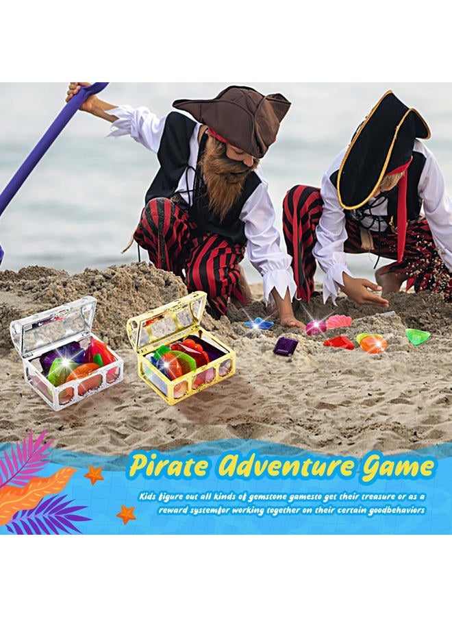 MARFOREVER 18 Pcs Big Diving Gem Pool Toys - 16 Colorful Sinking Diving Gems Underwater Crystals Swim Pool Toys with 2 Treasure Chest Pirate Boxes Acrylic Gemstones Set for Summer Party Favors - Image 3