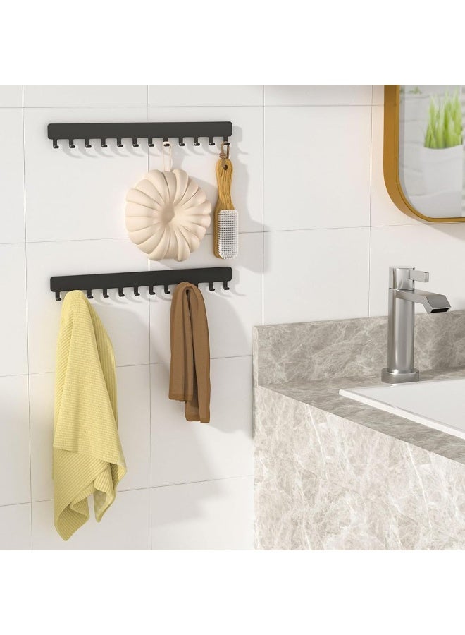 HASTHIP® 2pcs Wall Jewelry Organizer, Modern Metal Multi Hook Wall Rack, No Drill Adhesive Jewelry Display Rack with 12 Hooks, Multipurpose Wall Hook Rack for Kitchen, Bathroom, Entry, 32x6.7x2cm - Image 4