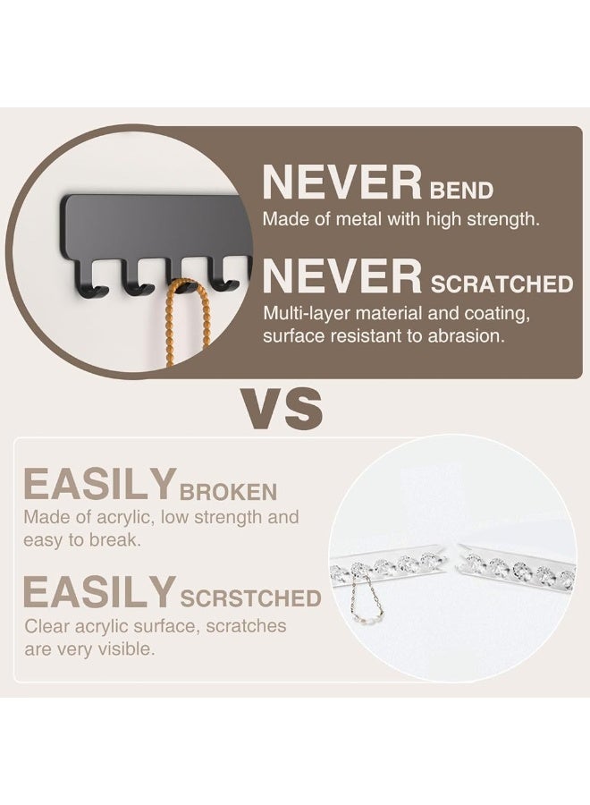 HASTHIP® 2pcs Wall Jewelry Organizer, Modern Metal Multi Hook Wall Rack, No Drill Adhesive Jewelry Display Rack with 12 Hooks, Multipurpose Wall Hook Rack for Kitchen, Bathroom, Entry, 32x6.7x2cm - Image 3