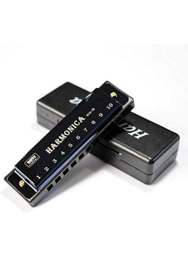 Megarya - MegArya 10 Holes Harmonica Musical Instrument Beginner Gift Copper Core Resin Harmonica (Black) - Image 1