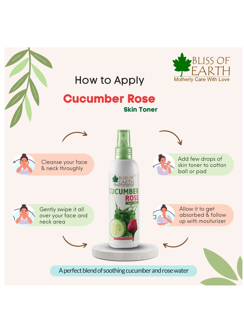 بليس اوف ايرث رذاذ ماء الورد الدمشقي النقي ١٠٠ مل رذاذ ماء الخيار والورد للوجه للتنظيف والتوضيح وتقليل المسام وتهدئة البشرة - Image 3