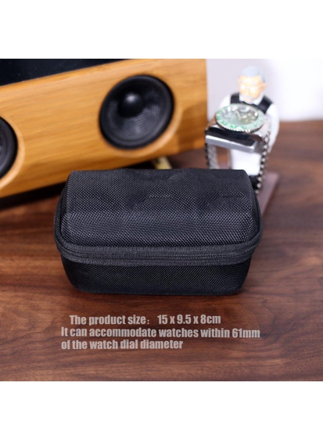 شابية منظم صندوق ساعات صلب بفتحتين للرجال أو النساء، حافظة سفر للساعات، حامل عرض تخزين محمول للساعات اليدوية والساعات الذكية حتى 55 مم (أسود) - Image 3