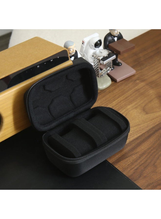 شابية منظم صندوق ساعات صلب بفتحتين للرجال أو النساء، حافظة سفر للساعات، حامل عرض تخزين محمول للساعات اليدوية والساعات الذكية حتى 55 مم (أسود) - Image 5