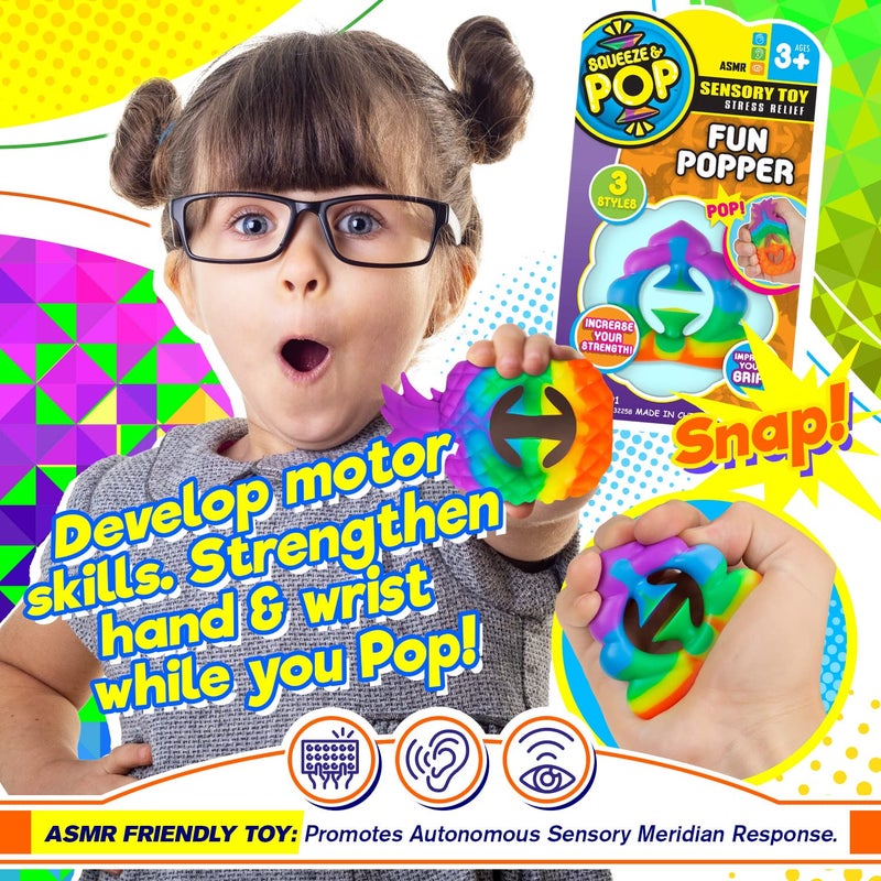 جا-رو Ja-ru Snapper Toy Toy (3 Tidge Toys) Hand Grip Fun Popper Snap It Squeeze Grab Tridge Toy. Party Pop Snaps صانع الضوضاء انقر فوق إصبع الألعاب الحسية للأطفال التوحد. 4791-3S - Image 5