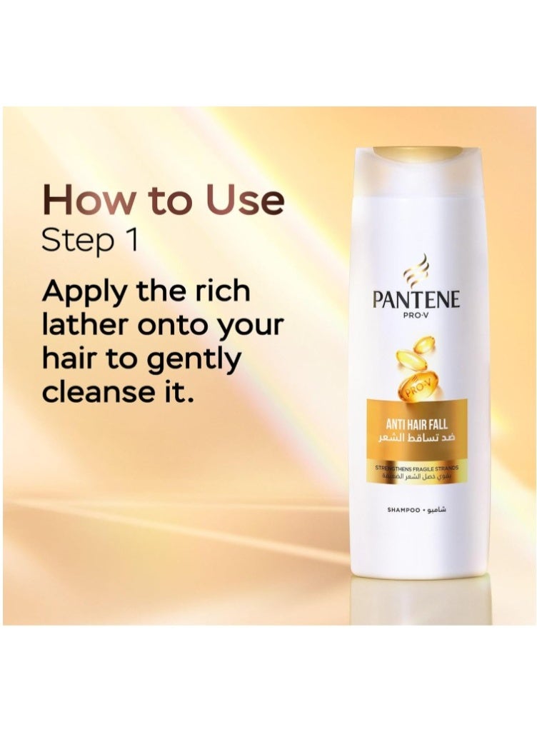 بانتين Pantene ProV AntiHair Fall Shampoo Strengthens Fragile Strands Nourishes Thicker and Stronger Hair in 14 Days Dual Pack 2x375ml - Image 2