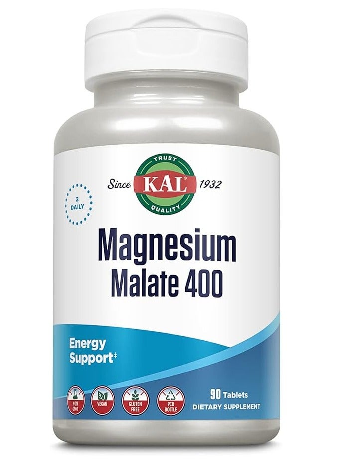KAL Magnesium Malate Healthy Energy and Muscle Function Support,400mg 90 Tablets
