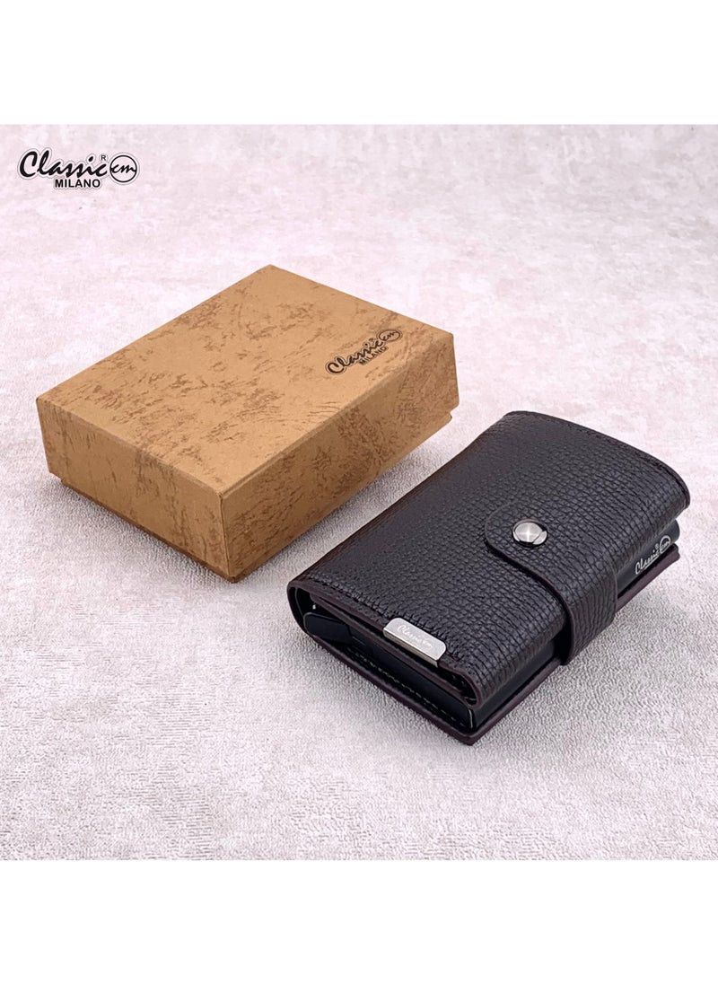 Classic Milano Classic Milano Faux Leather RFID Blocking Pop Up Wallet for Men and Women - Automatic Card Holder Wallet with Pop-up Design - Secure, Compact Credit Card Holder for Men - Stylish Wallet for Men & Women’s RFID Card Wallet  - Image 1