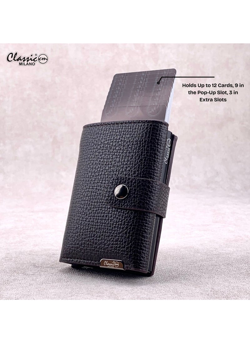 Classic Milano Classic Milano Faux Leather RFID Blocking Pop Up Wallet for Men and Women - Automatic Card Holder Wallet with Pop-up Design - Secure, Compact Credit Card Holder for Men - Stylish Wallet for Men & Women’s RFID Card Wallet  - Image 2