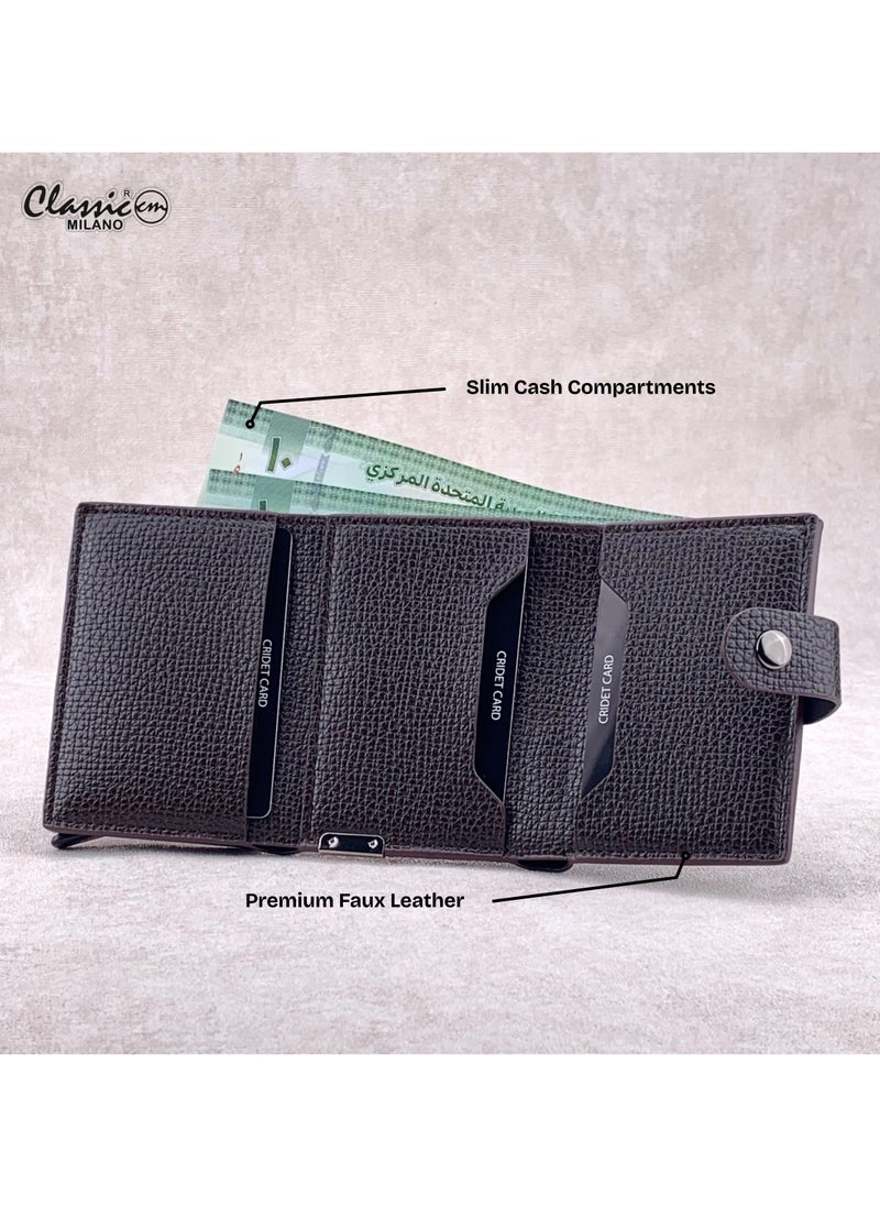 Classic Milano Classic Milano Faux Leather RFID Blocking Pop Up Wallet for Men and Women - Automatic Card Holder Wallet with Pop-up Design - Secure, Compact Credit Card Holder for Men - Stylish Wallet for Men & Women’s RFID Card Wallet  - Image 3