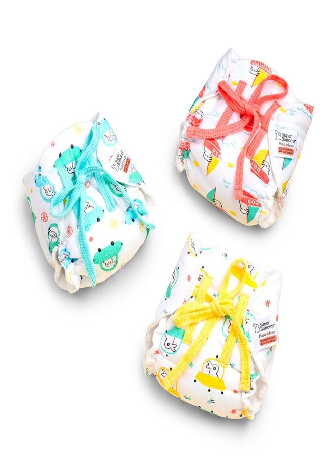 SuperBottoms DryFeel Baby Langot 0-6 months l Organic Cotton Modern Baby Nappy l Mess-free Langot with Gentle Elastics l Super DryFeel Top Layer l Diaper-free Time Essential | 3 Pack - Image 1