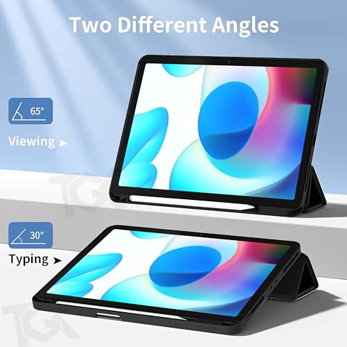 TGK Trifold Flip Case Cover for realme Pad 10.4 inch Black Smart Flexible with Pencil Holder - Image 3