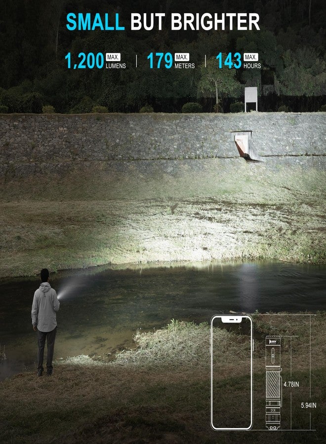 WUBEN C3 Flashlight 1200 High Lumens Rechargeable Flashlights 6 Modes Super Bright IP68 LED Tactical Flashlight for Camping, Home, Emergenc, Inspection, Repair, Tool Gifts for Men(Army Green) - Image 2