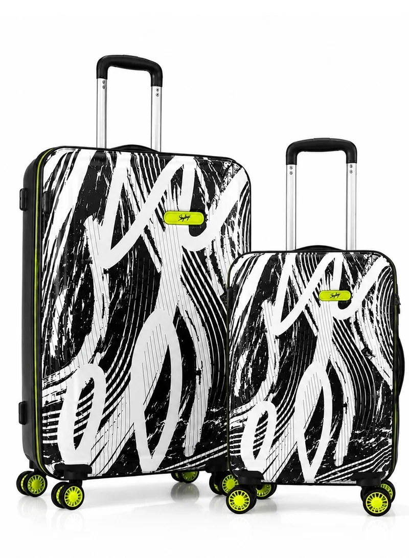 Skybags STROKE Set of 2 Polypropylene(PP), 4 Spinner Double Wheel Trolley Bags for Travel, Hard Case Lightweight Bag with TSA Lock, Tough Suitcase for Travel (Large-28, Cabin-20 Inch), Black