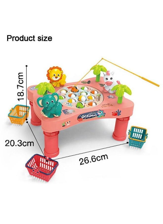 Generic - Children's Electric Rotating Fishing Plate Cartoon Puzzle Desktop Game Development Baby Intelligence Parent-child Interactive Toys-Color:7726 Fishing Platform-Specifications:Charging Configuration [charging Suit + Screwdriver]] - Image 1