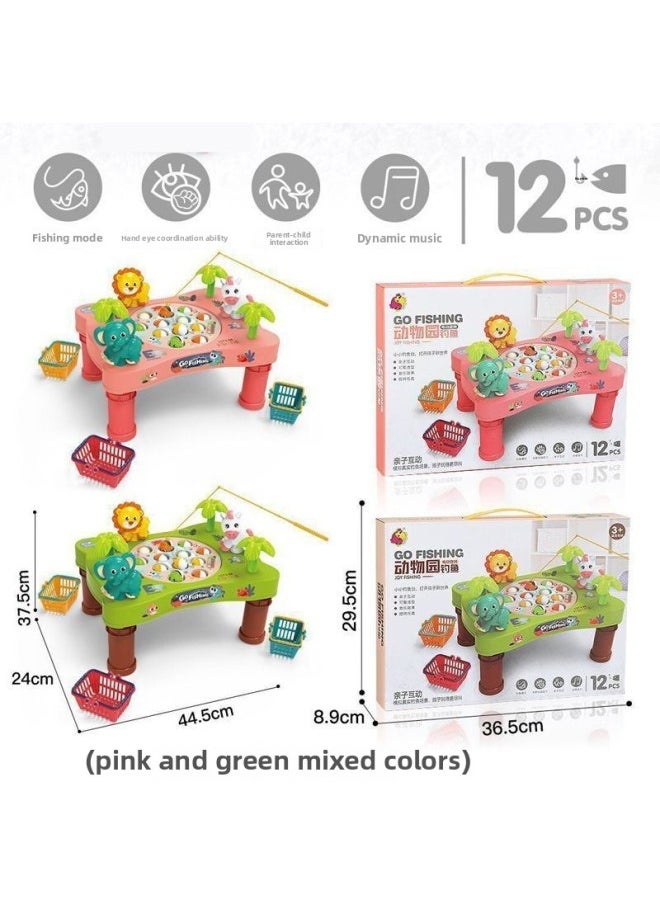 Generic - Children's Electric Rotating Fishing Plate Cartoon Puzzle Desktop Game Development Baby Intelligence Parent-child Interactive Toys-Color:7726 Fishing Platform-Specifications:Charging Configuration [charging Suit + Screwdriver]] - Image 1
