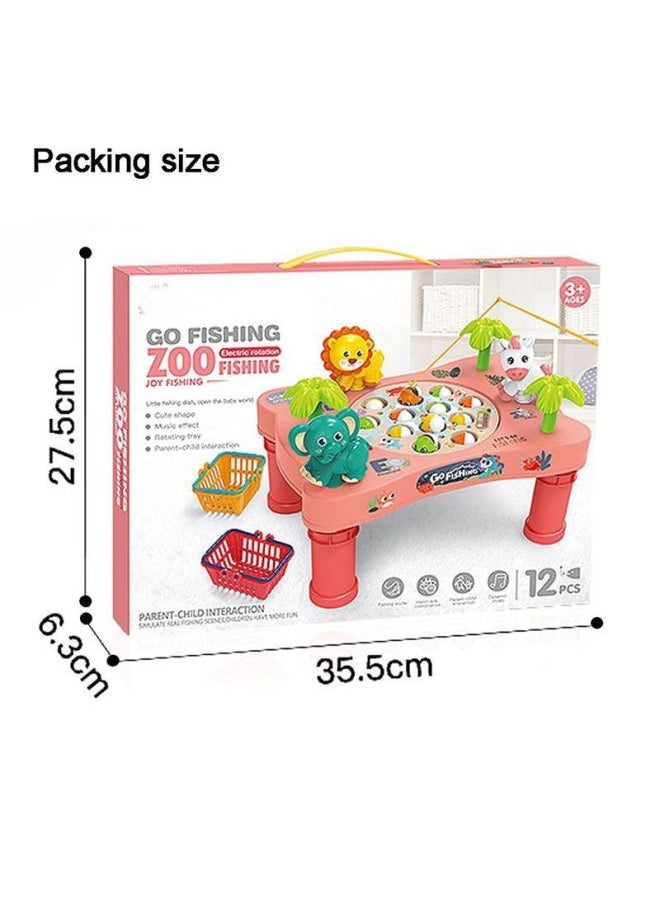 Generic - Children's Electric Rotating Fishing Plate Cartoon Puzzle Desktop Game Development Baby Intelligence Parent-child Interactive Toys-Color:7726 Fishing Platform-Specifications:Charging Configuration [charging Suit + Screwdriver]] - Image 1