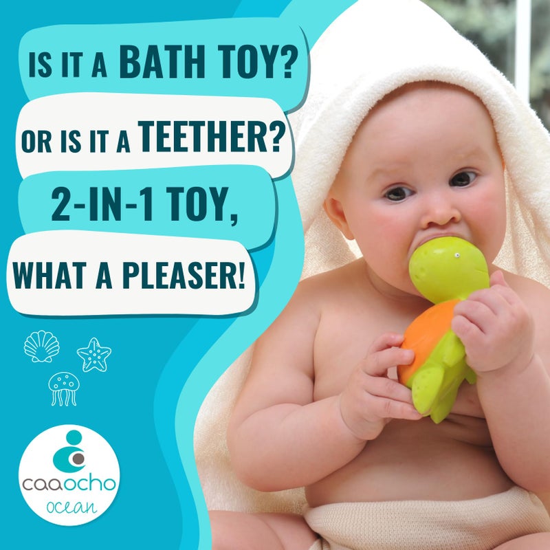 caaocho Pure Natural Rubber Bath Toy - Mele The Sea Turtle Baby Toy - Hole Free Bath Toys, BPA Free Bath Toys for Infants, Without Holes Sealed Natural Rubber Baby Toy - Image 3
