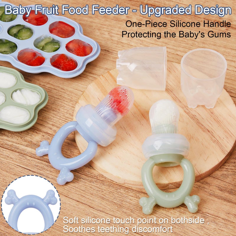 KingKam Baby Breastmilk Popsicle Molds & Baby Fruit Feeder (2 Pack), Baby Food Freezer Tray Storage Containers, Silicone Pacifier Feeder and Teether - Image 3