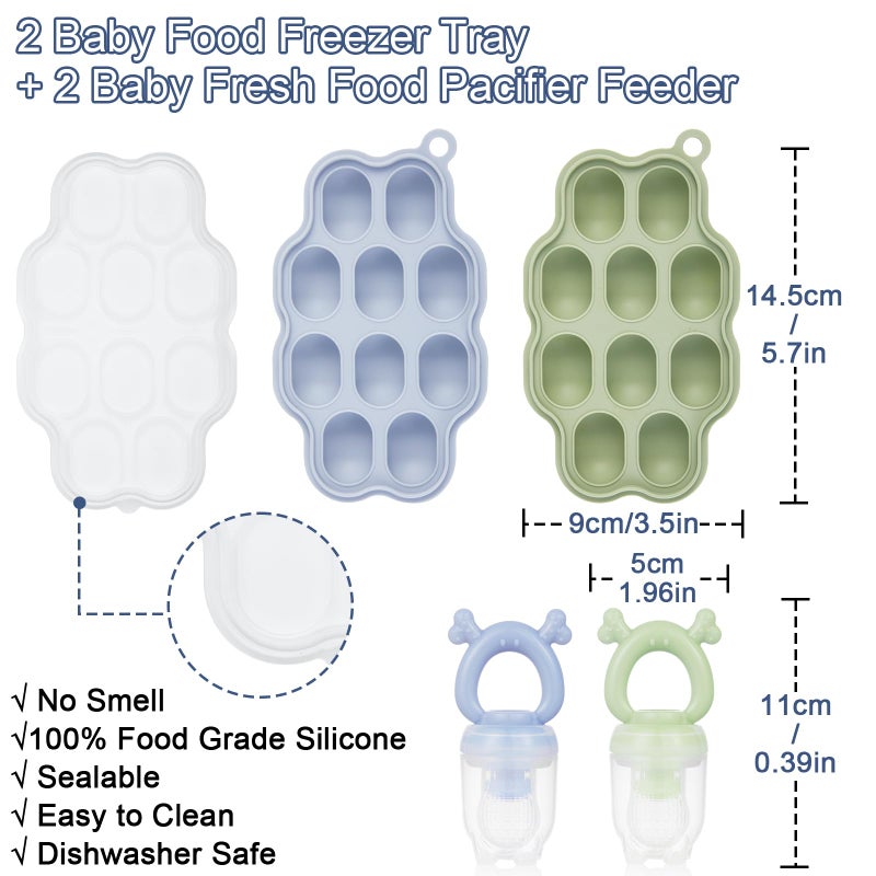 KingKam Baby Breastmilk Popsicle Molds & Baby Fruit Feeder (2 Pack), Baby Food Freezer Tray Storage Containers, Silicone Pacifier Feeder and Teether - Image 5