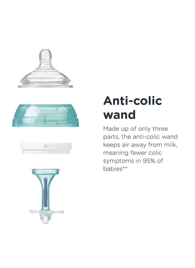Tommee Tippee UK - Advanced Anti Colic Newborn Baby Bottle Starter Kit Slow Flow Mom Like Teats and Unique Anti Colic Venting System Mixed Sizes Blue - Image 1
