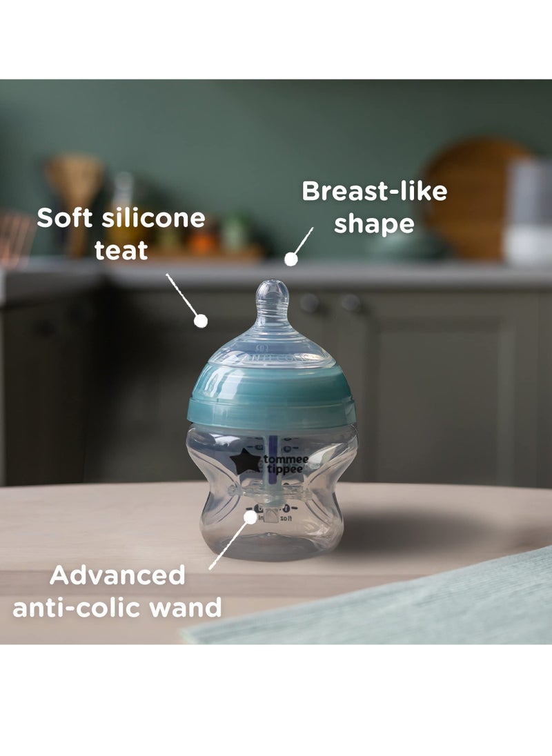 Tommee Tippee UK - Advanced Anti Colic Newborn Baby Bottle Starter Kit Slow Flow Mom Like Teats and Unique Anti Colic Venting System Mixed Sizes Blue - Image 1
