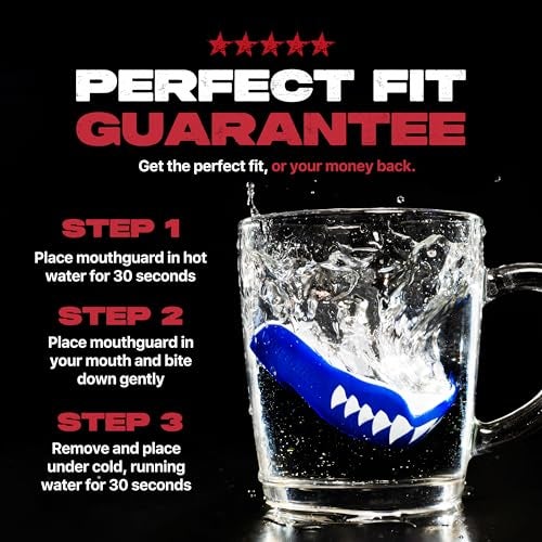SAFEJAWZ Mouthguard Slim Fit, Adults and Junior Mouth Guard with Case for Boxing, Basketball, Lacrosse, Football, MMA, Martial Arts, Hockey and All Contact Sports (Adults 12+ Years, Shark) - Image 4