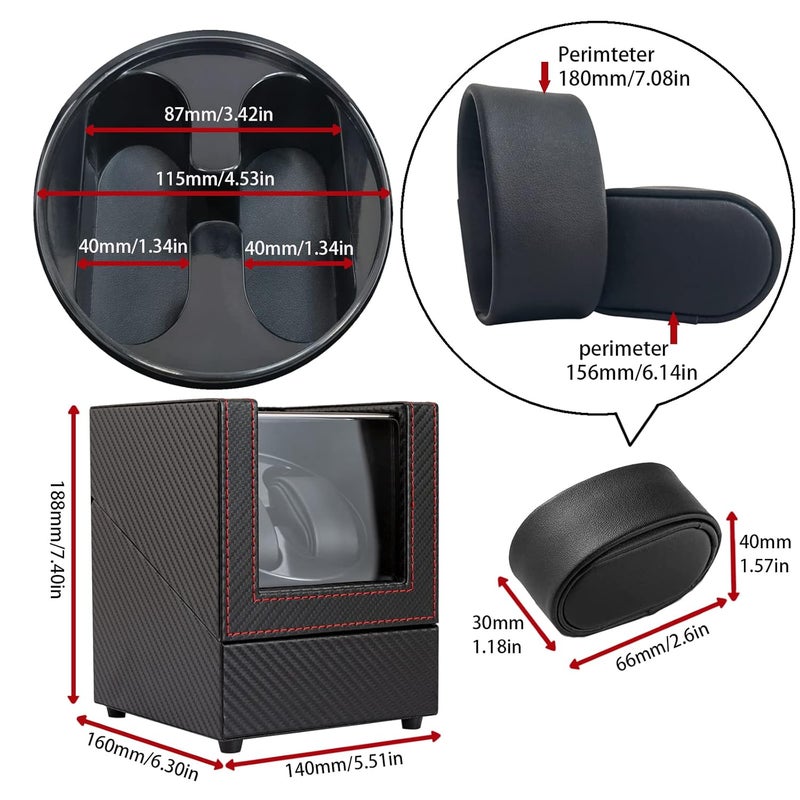Lorfrecle Double Automatic Watch Winder, Fit Lady and Man Automatic Watches Winder Boxes (Black and Fiber), Black and Fiber, Modern - Image 4