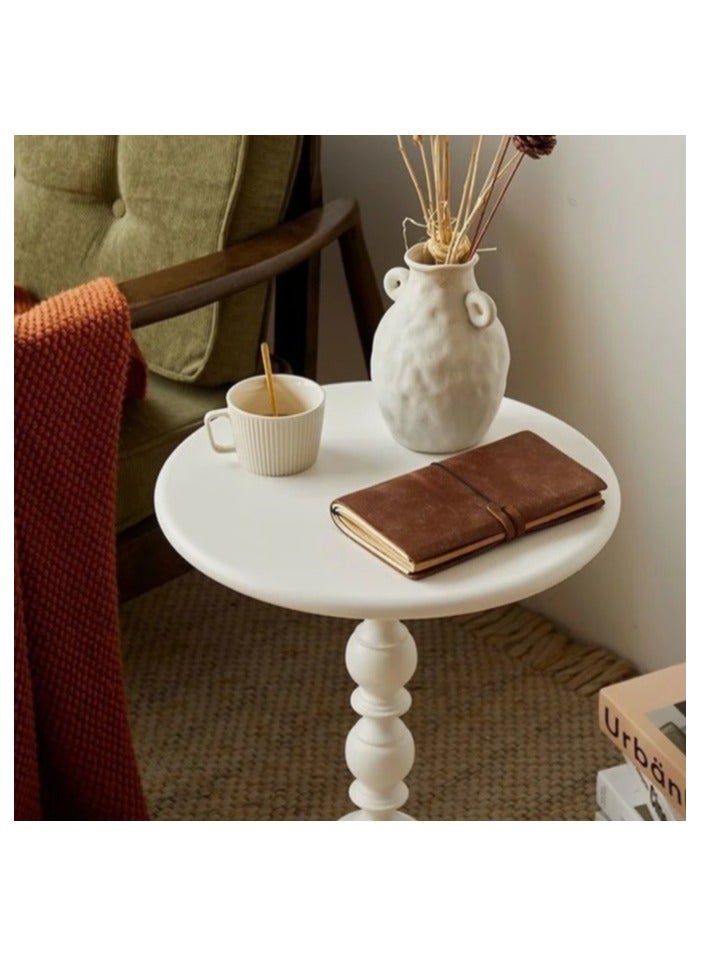 MIXDE Vintage Style Sofa Side Table, Light Luxury Style Coffee Table for Serving Guests, Side Table for Living Room Balcony Bedroom 40x40x52 cm,White - Image 3