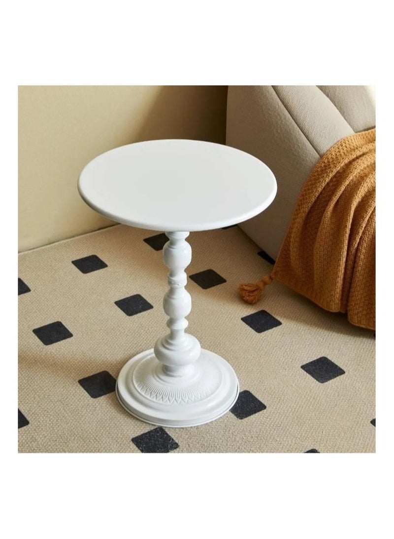 MIXDE Vintage Style Sofa Side Table, Light Luxury Style Coffee Table for Serving Guests, Side Table for Living Room Balcony Bedroom 40x40x52 cm,White - Image 4