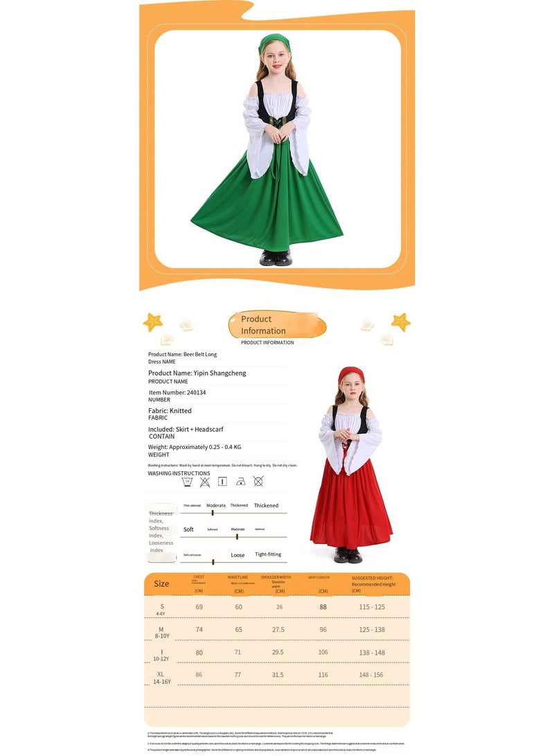 general Girl's farm dress medieval-style Munich festival long dress, Germany Bavarian traditional costume - Image 3