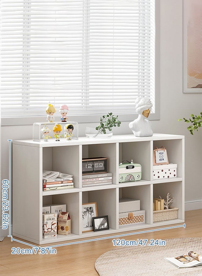 8 Compartment Freestanding Bookshelf & Storage Cabinet, Wall-Adjacent Kids Bookcase, Simple Organizer for Living Room Reading Corner, White - Image 5