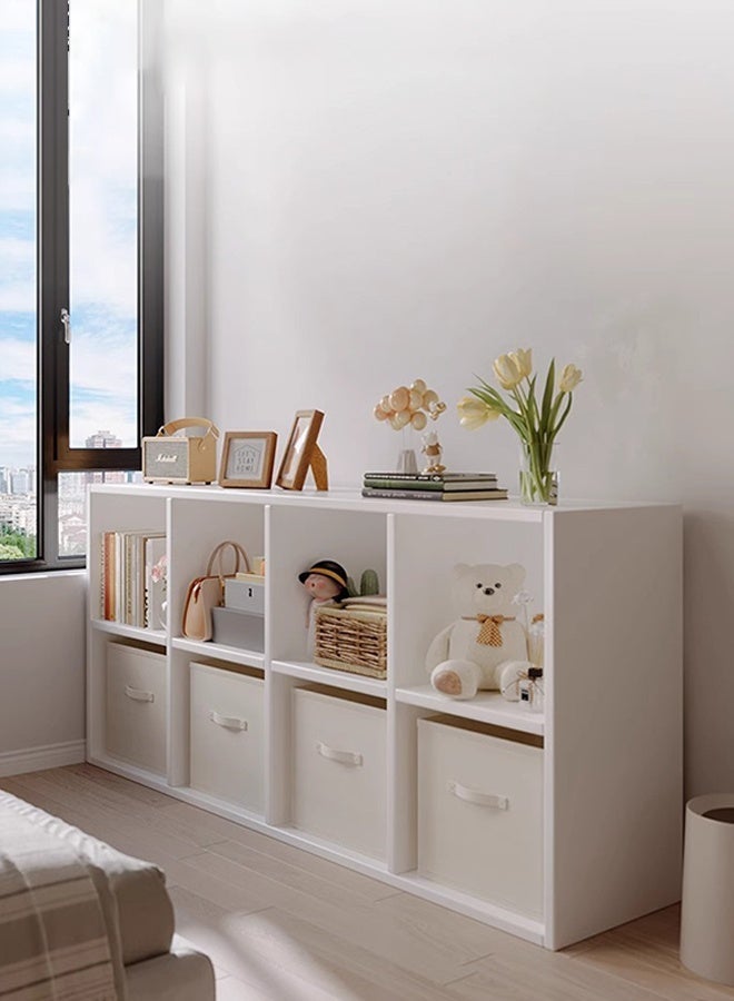 8 Compartment Freestanding Bookshelf & Storage Cabinet, Wall-Adjacent Kids Bookcase, Simple Organizer for Living Room Reading Corner, White - Image 4