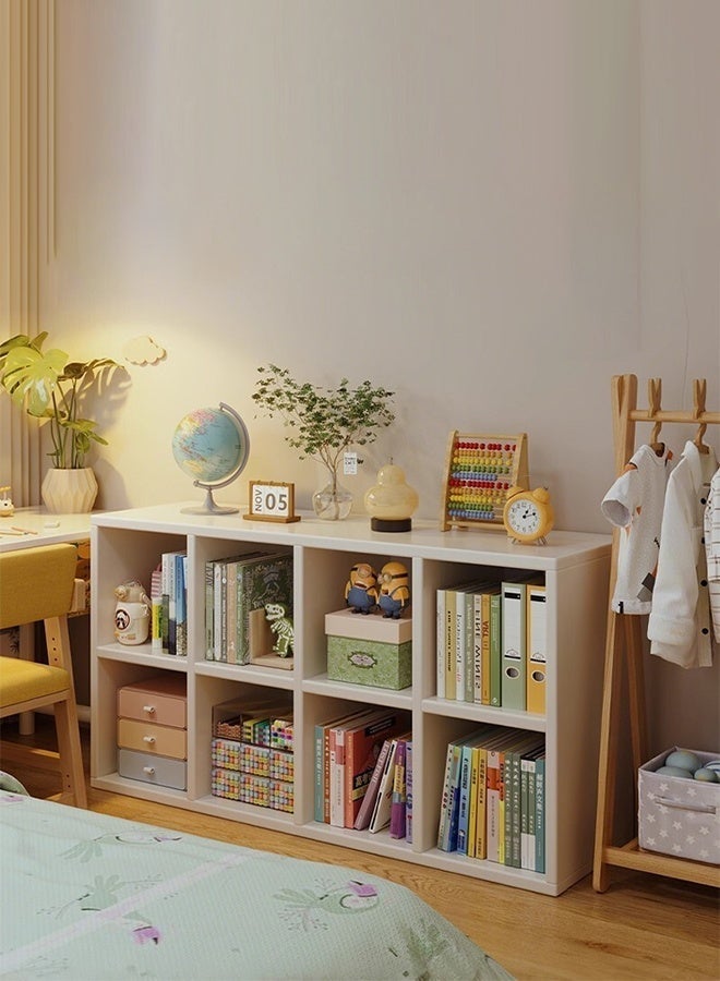 8 Compartment Freestanding Bookshelf & Storage Cabinet, Wall-Adjacent Kids Bookcase, Simple Organizer for Living Room Reading Corner, White - Image 3