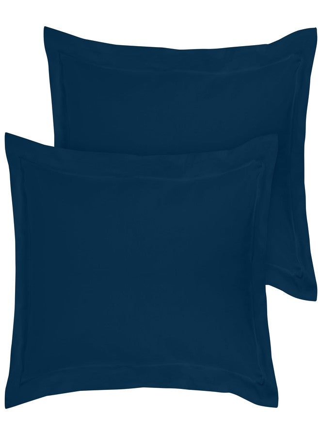 Royale Linens Pillow Shams 2 Pack Standard Size 20x26 Inch- Brushed 1800 Microfiber - Bed Pillow Shams, Wrinkle Resistant Super Soft and Cozy- Back Overlap Closure - Oxford Pillowcase (Standard, Navy) - Image 1