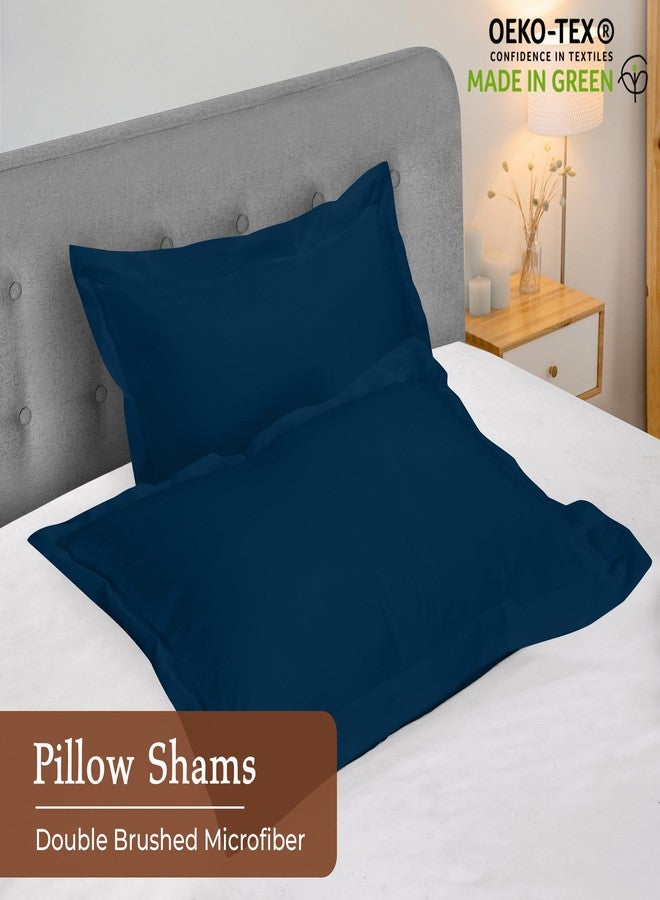 Royale Linens Pillow Shams 2 Pack Standard Size 20x26 Inch- Brushed 1800 Microfiber - Bed Pillow Shams, Wrinkle Resistant Super Soft and Cozy- Back Overlap Closure - Oxford Pillowcase (Standard, Navy) - Image 3