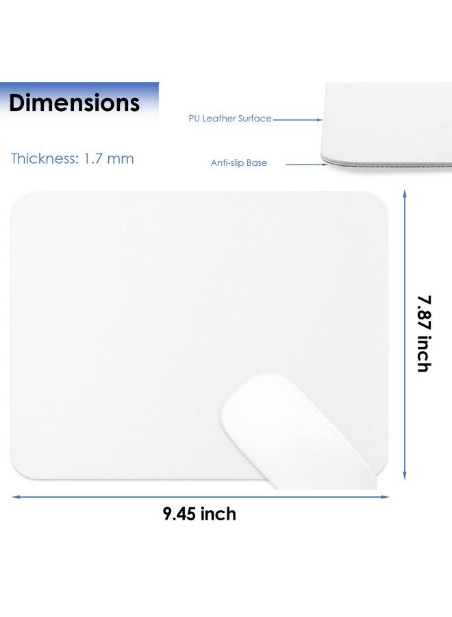 ProElife Mouse Pad 9.4'' X 7.8'' Slim Mat For Computer Laptop Accessories, Waterproof Pu Leather Mouse Pad With Anti-Slip Base Rectangle Mousepad For Home Office School Mouse (White) - Image 2