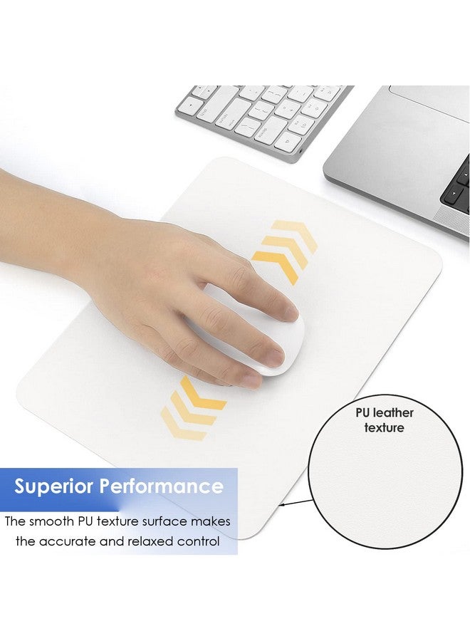 ProElife Mouse Pad 9.4'' X 7.8'' Slim Mat For Computer Laptop Accessories, Waterproof Pu Leather Mouse Pad With Anti-Slip Base Rectangle Mousepad For Home Office School Mouse (White) - Image 4