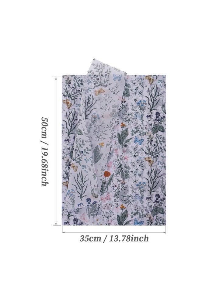 زيمي 40 ورقة من ورق تغليف الهدايا الزهري والنباتي الطازج لهدايا الأطفال، ناعم ورقيق، ورق زخرفي للهدايا مصنوع يدويًا، مناسب لتغليف العطلات وأعياد الميلاد وحفلات الزفاف. 35 × 50 سم. - Image 2