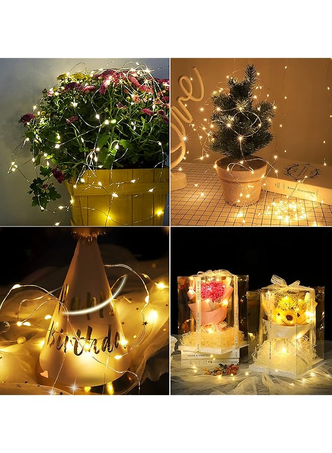 إيروريكس مجموعتان من مصابيح LED تعمل بالبطارية بطول 10 أمتار و100 مصباح LED على شكل كرة مقاومة للماء ومصابيح LED للديكور الخارجي باللون الأبيض الدافئ - Image 5