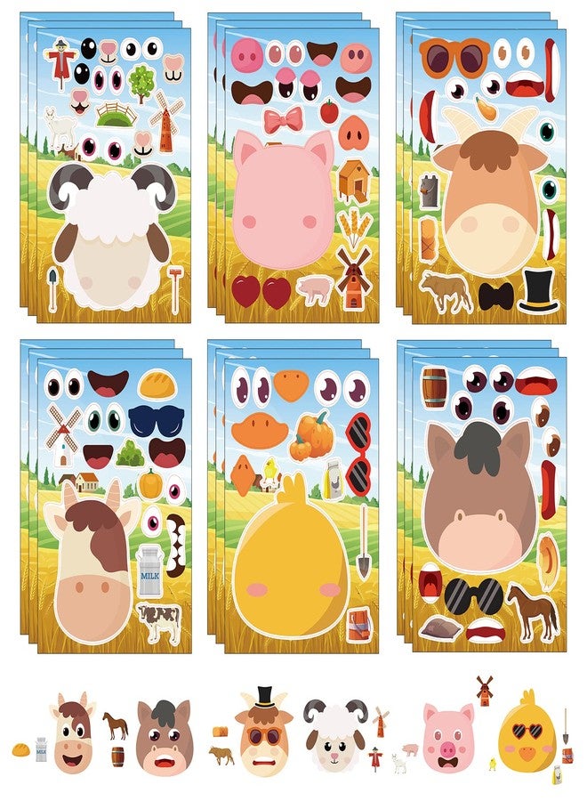 DaiUni 24 Sheets Farm Animal Make a Face Sticker Sheets for Kids Todders Activities, Make Your Own Stickers for Kids Birthday Party Favor Supplies Craft - Image 1