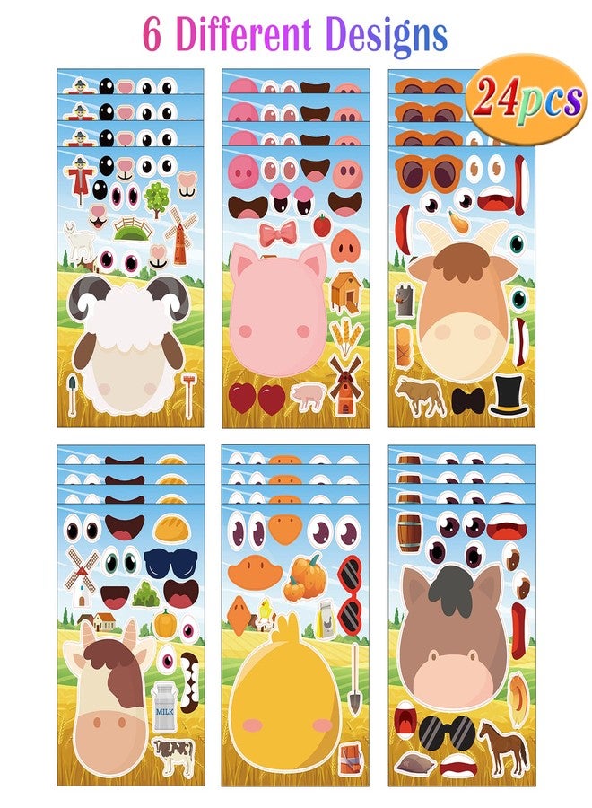DaiUni 24 Sheets Farm Animal Make a Face Sticker Sheets for Kids Todders Activities, Make Your Own Stickers for Kids Birthday Party Favor Supplies Craft - Image 2