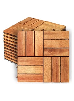 DubaiGallery Interlocking Deck Tiles 5 Pack - Snap Together Wood Flooring Acacia Hardwood Outdoor Flooring for Patio | Click Floor Decking Tile Outdoors Balcony Flooring, Wooden Parquet Flooring  - Image 4