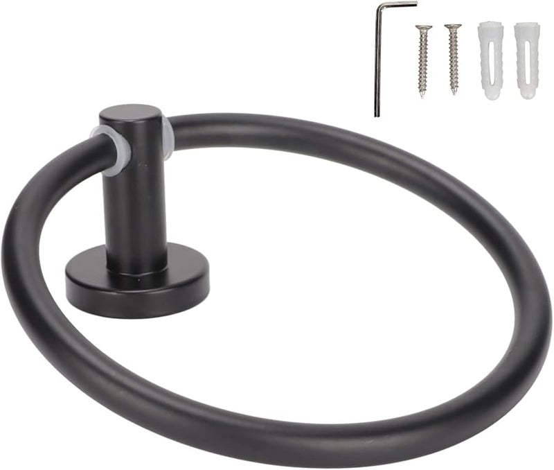 Matte Black Aluminum Round Towel Holder For Modern Balcony Space - Image 2